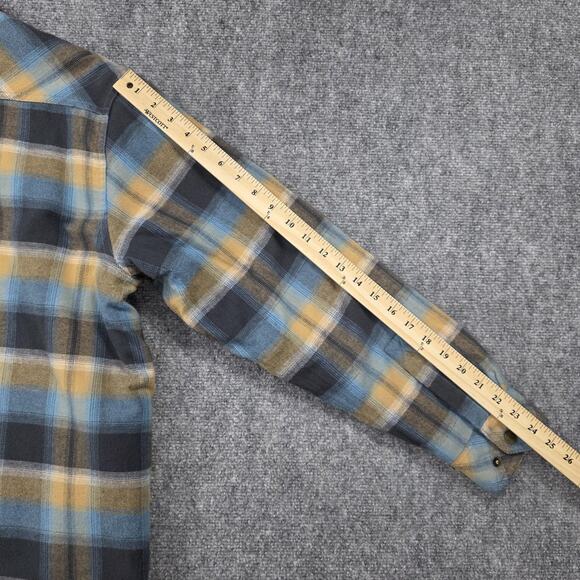 CQR Shirt Jacket Mens Small Blue Yellow Plaid Sherpa Lined Flannel Heavyweight - Picture 9 of 16